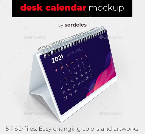 Desk Calendar Mockup Template