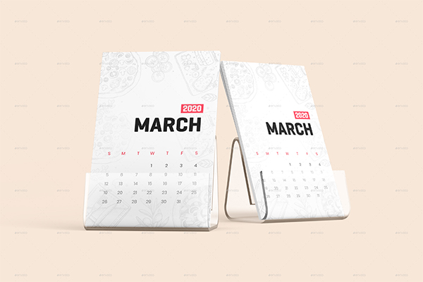 Desk Calendar With Plastic Stand Mockup