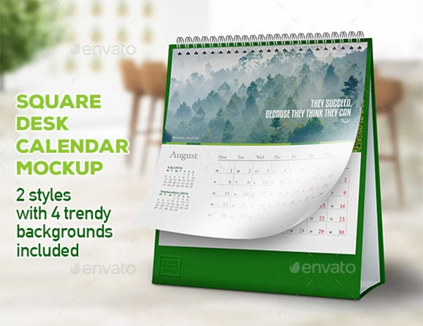 Desktop Square Calendar Mockups