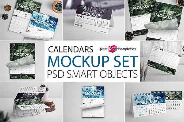Desk Calendar Mockup Set