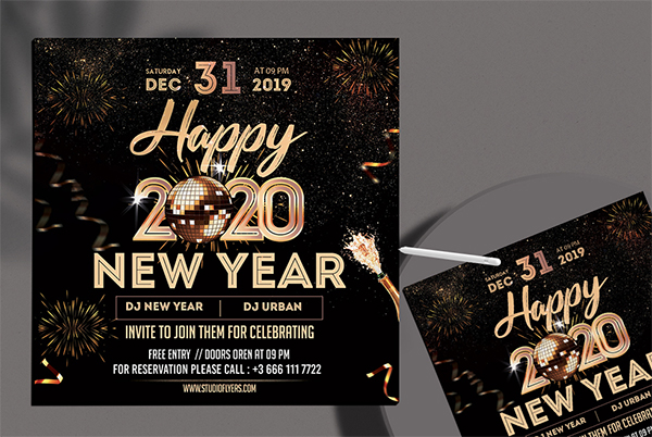 Happy New Year Free PSD Flyer Template
