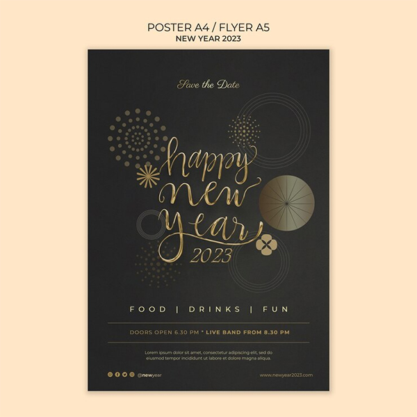 Golden New Year Free PSD Template