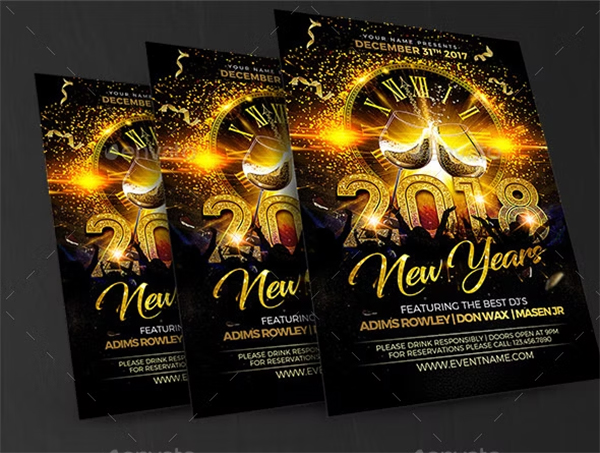 New Years Flyer PSD Template