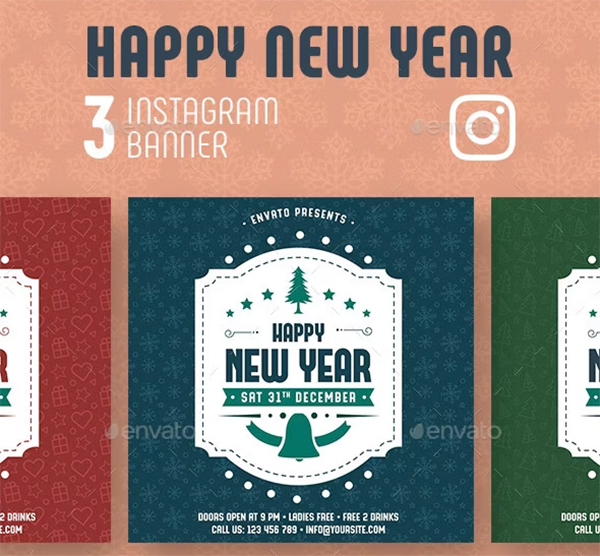 Happy New Year Instagram Banner Template