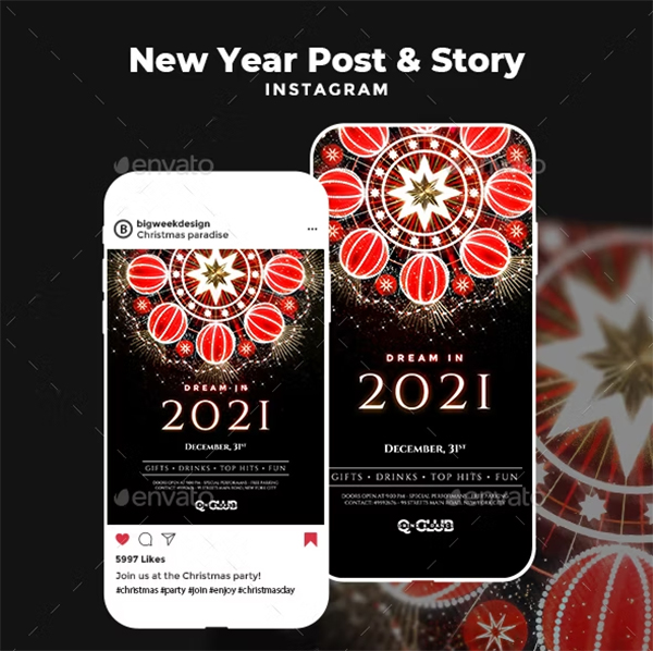 New Year Instagram PSD Template