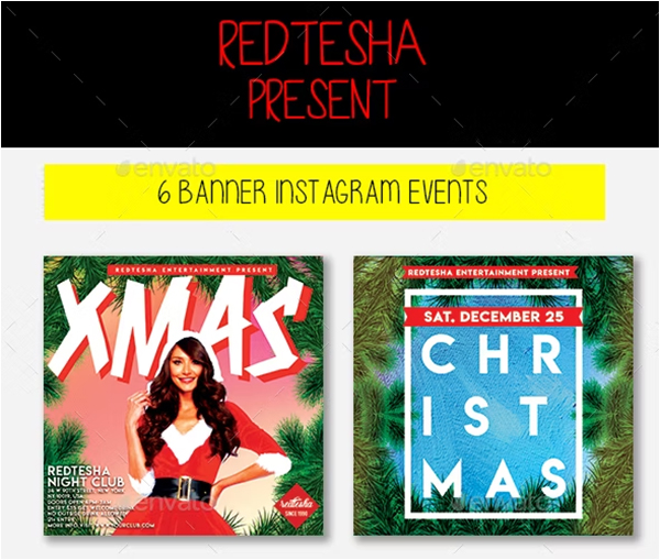 Christmas & New Year Instagram Banner PSD Design