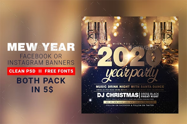 New Year Instagram Banner & Facebook Template