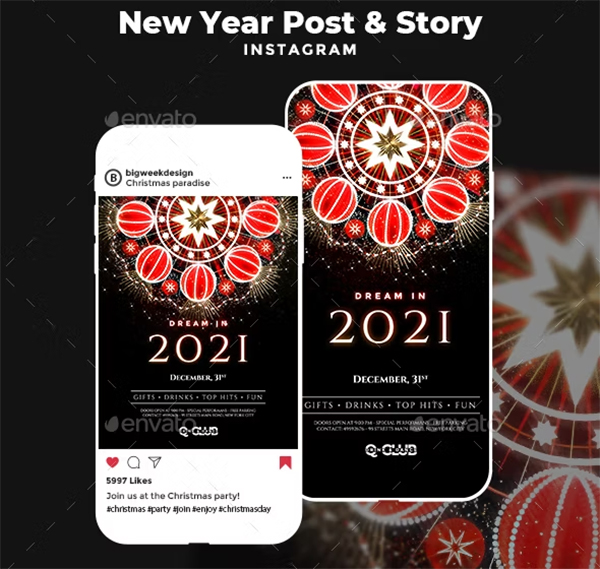 New Year Instagram PSD Template