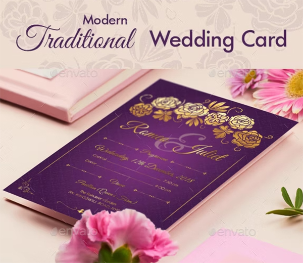 Modern Traditional Style Wedding Invitation