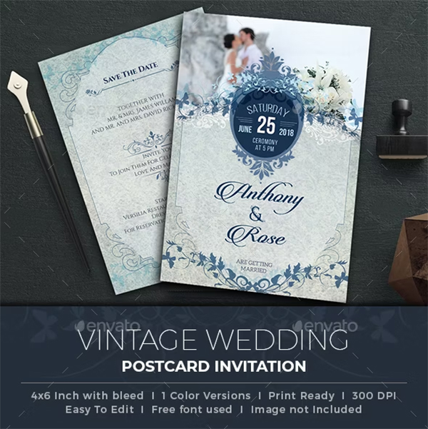 Wedding Traditional Invitation PSD Template