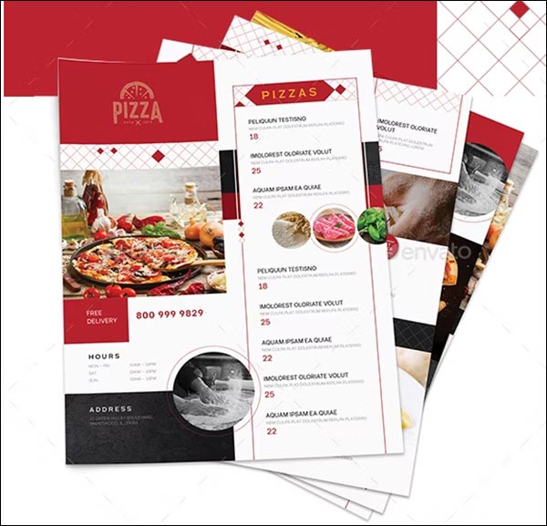 Pizza Restaurant Menu InDesign Flyers