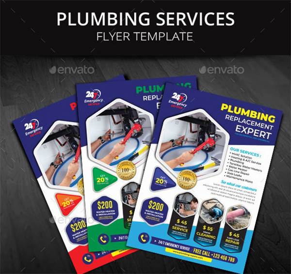 Plumbing Service Photoshop PSD, JPG Flyer