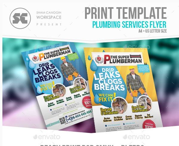 Plumbing Service Photoshop PSD Flyer Template