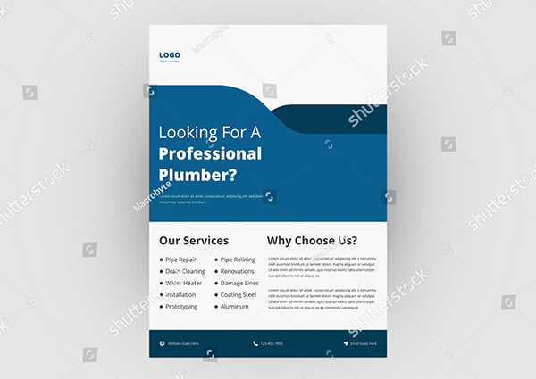 Plumbing Service Flyer Vector Template