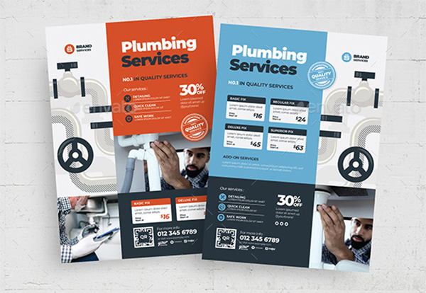 Plumbing Service Flyer Vector EPS, AI Illustrator Template