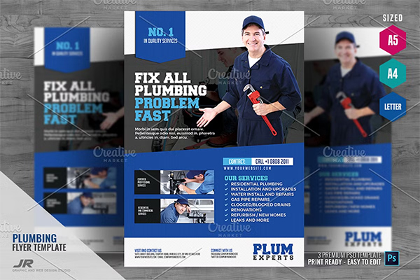 Plumber Services Layered Flyer Template