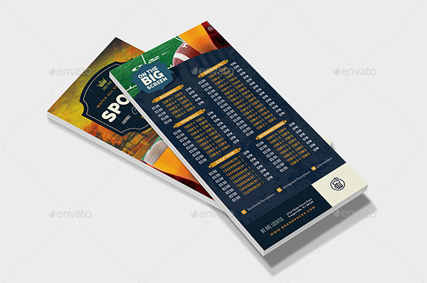 Sports Bar Rack Card Template