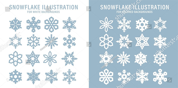 Snowflake Icon Set in Light Blue Template