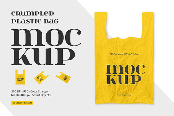 Crumpled Plastic Bag Mockup Set