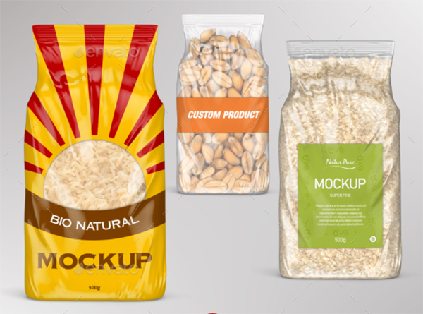 Clear Plastic Rice Bag Mockup Template
