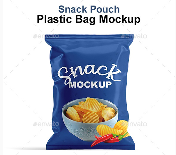 Snack Pouch Plastic Bag Mockup Design