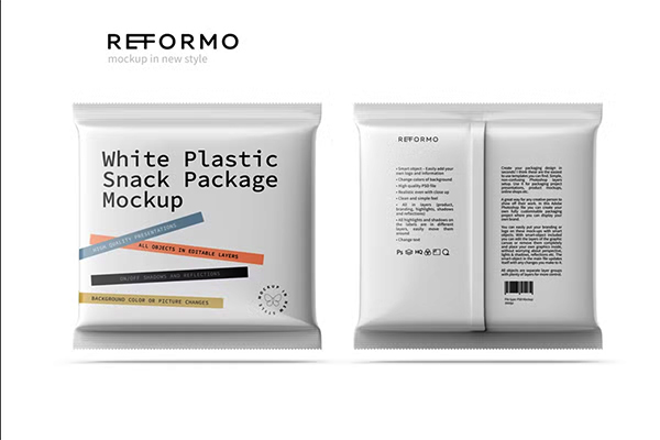 White Plastic Snack Package Mockup