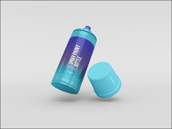 Free Spray Paint PSD Bottle Mockup