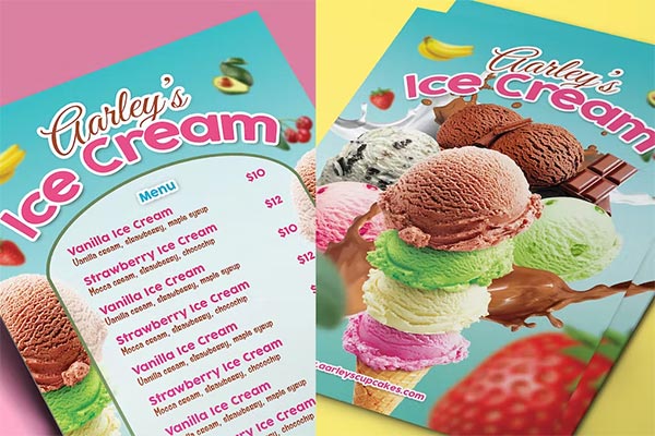 Ice Cream Menu Print Templates