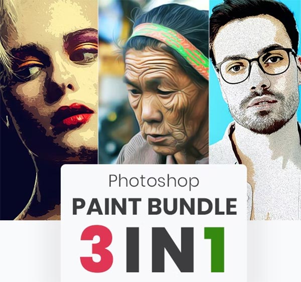 Paint Effect Photoshop Action Bundle