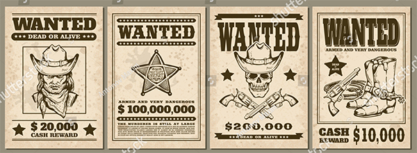 Vintage Western Style Wanted Poster Template