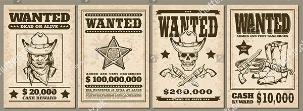 Vintage Western Style Wanted Poster Template Vintage Western Style Wanted Poster Template