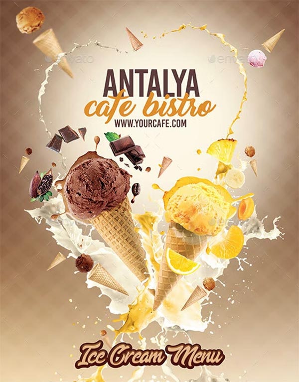 Chocolate Ice Cream Menu Flyer Template