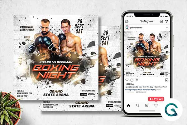 Boxing Event Night Flyer Template