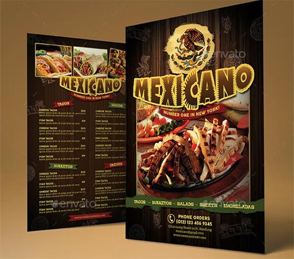 Mexican Food Menu PSD Flyer Template