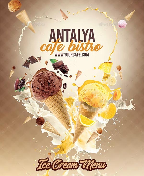 Ice Cream Menu Design Flyer Template