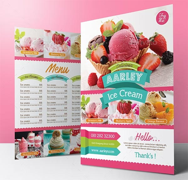 Ice Cream Menu  Restaurant Flyer Design