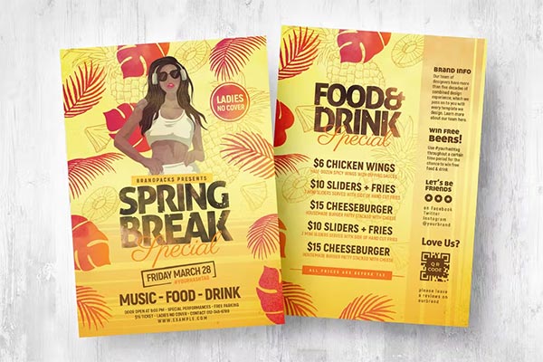 Spring Break Flyers & Menu Template