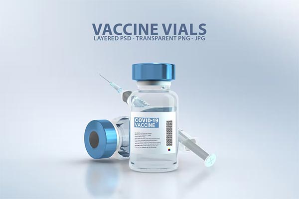 Vaccine Vials with Labels PSD Mockups