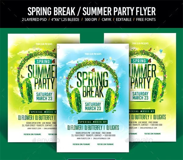 Spring Break Flyers PSD Template