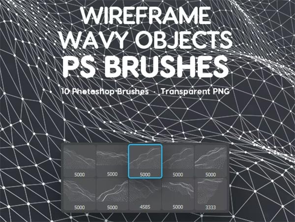 Waves with Connecting Dots and Lines Photoshop Brushes