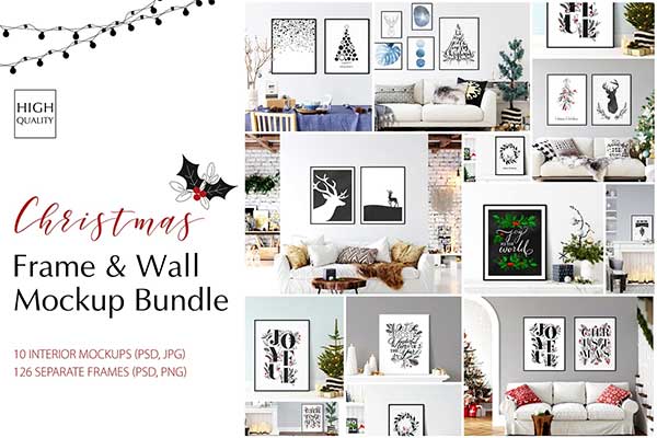 Christmas Frame & Wall Mockup Bundle