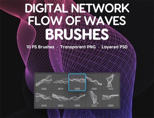 Digital Waves Photoshop Brushes