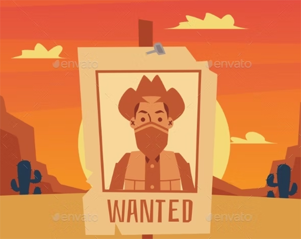 Cartoon Cowboy Wanted Poster Template