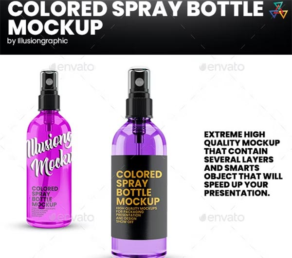 Colored Spray Bottle Mockup