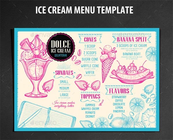 Ice Cream Menu Restaurant Template