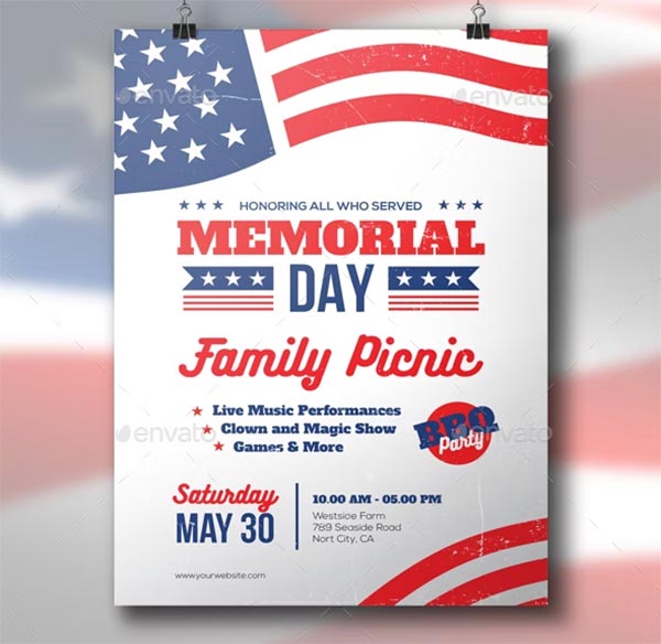 Memorial Day - Family Picnic Flyer Template