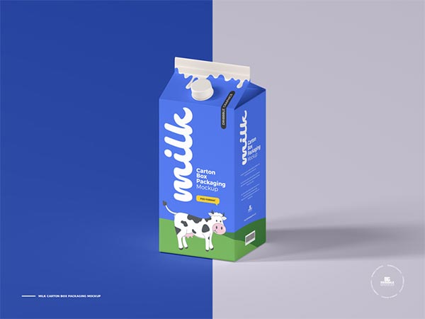 Free Milk Carton Box Mockup Template