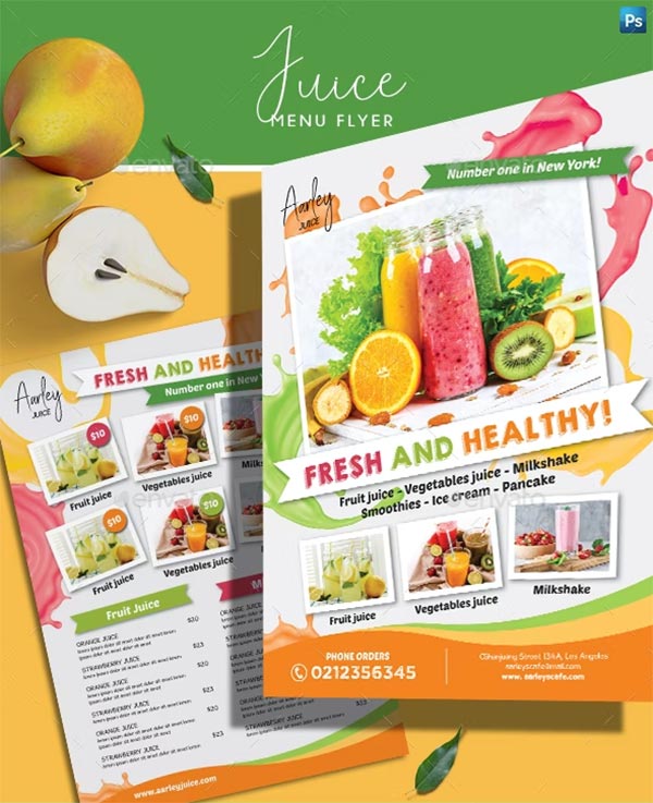 Juice Menu Flyer and Business Card
