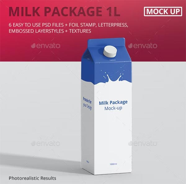 Juice or Milk 1L Carton Mockups