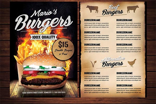 Food Burger Menu Flyer Template